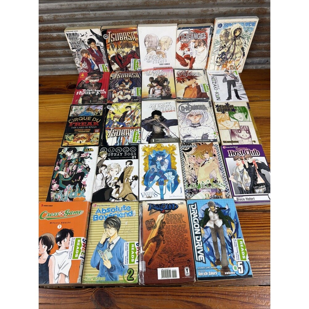 Mixed Manga Lot Of 24 Paperback Books Some Ex-Library